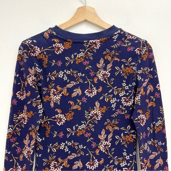 Sundance Loretta Waffle Knit Thermal Floral Bohemian Boho Long Sleeve Tee Small - Picture 4 of 14